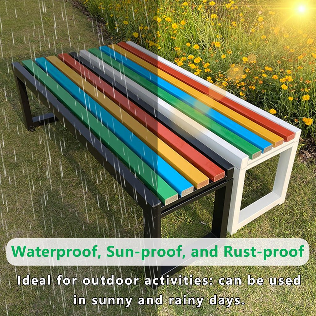 Weatherproof Metal Garden Bench Cast Iron Outdoor Seating J134424