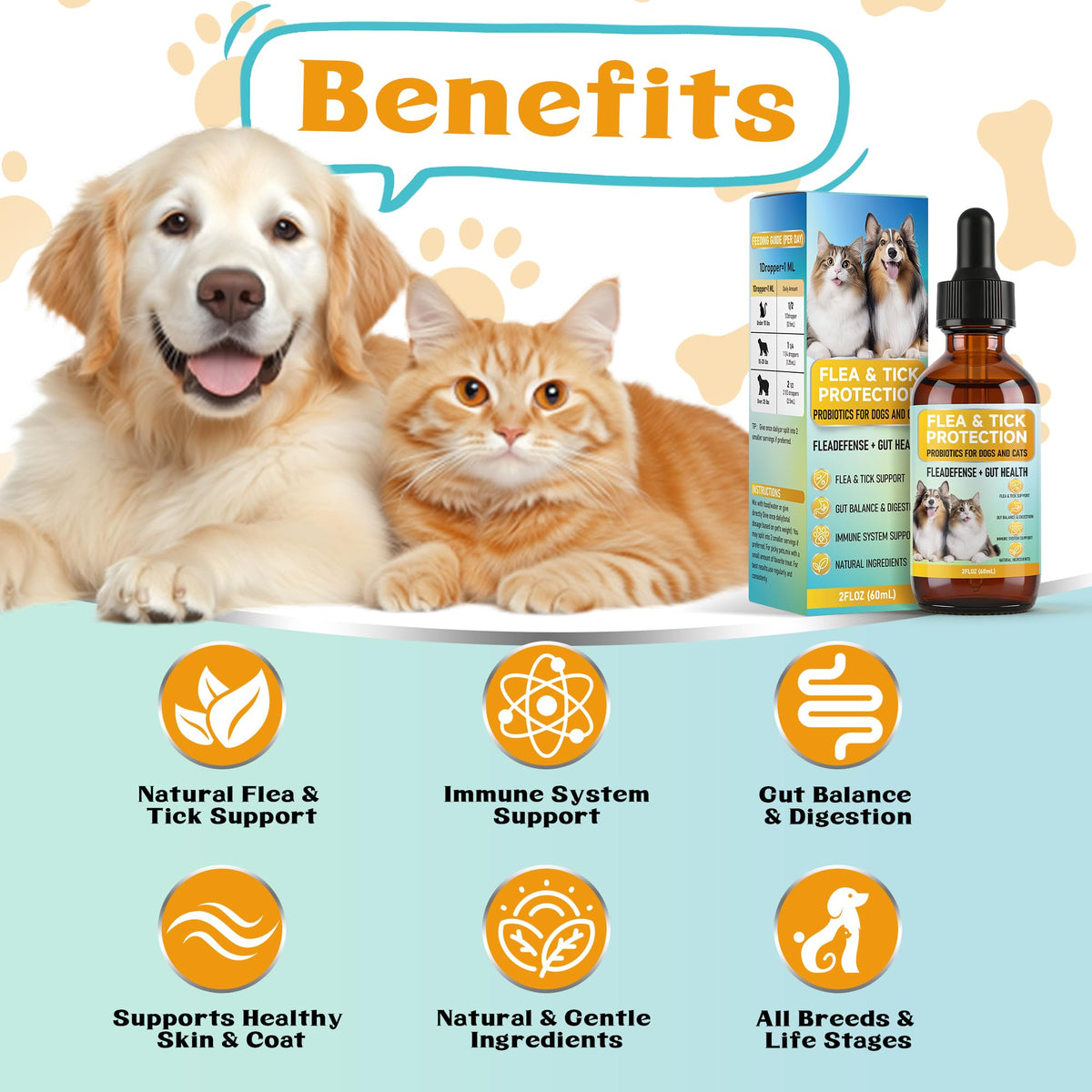4-in-1 Natural Herbal Supplement Drops for Dogs & Cats J6857