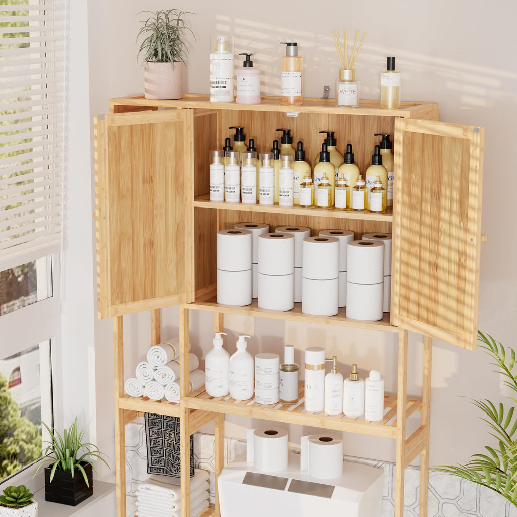 Bamboo Over-the-Toilet Storage Cabinet with Shelves Q892669