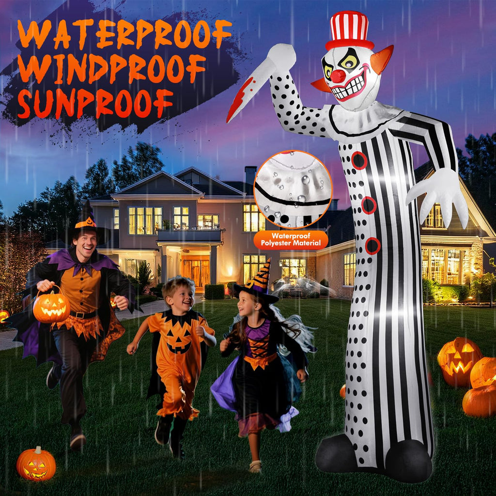12Ft Halloween Inflatable Creepy Clown with LED Light I21218