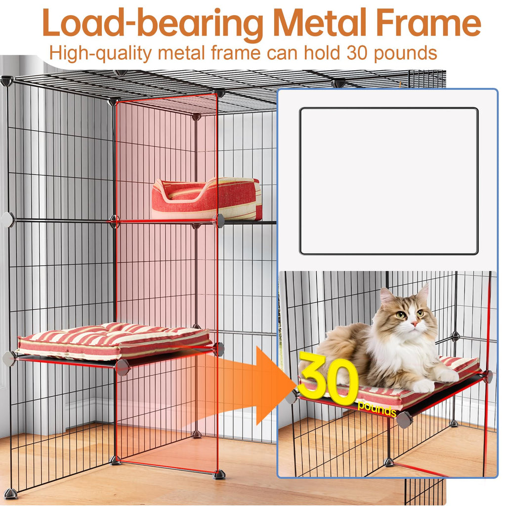 3-Tier Detachable Metal Wire Cat Cage Playpen W3928