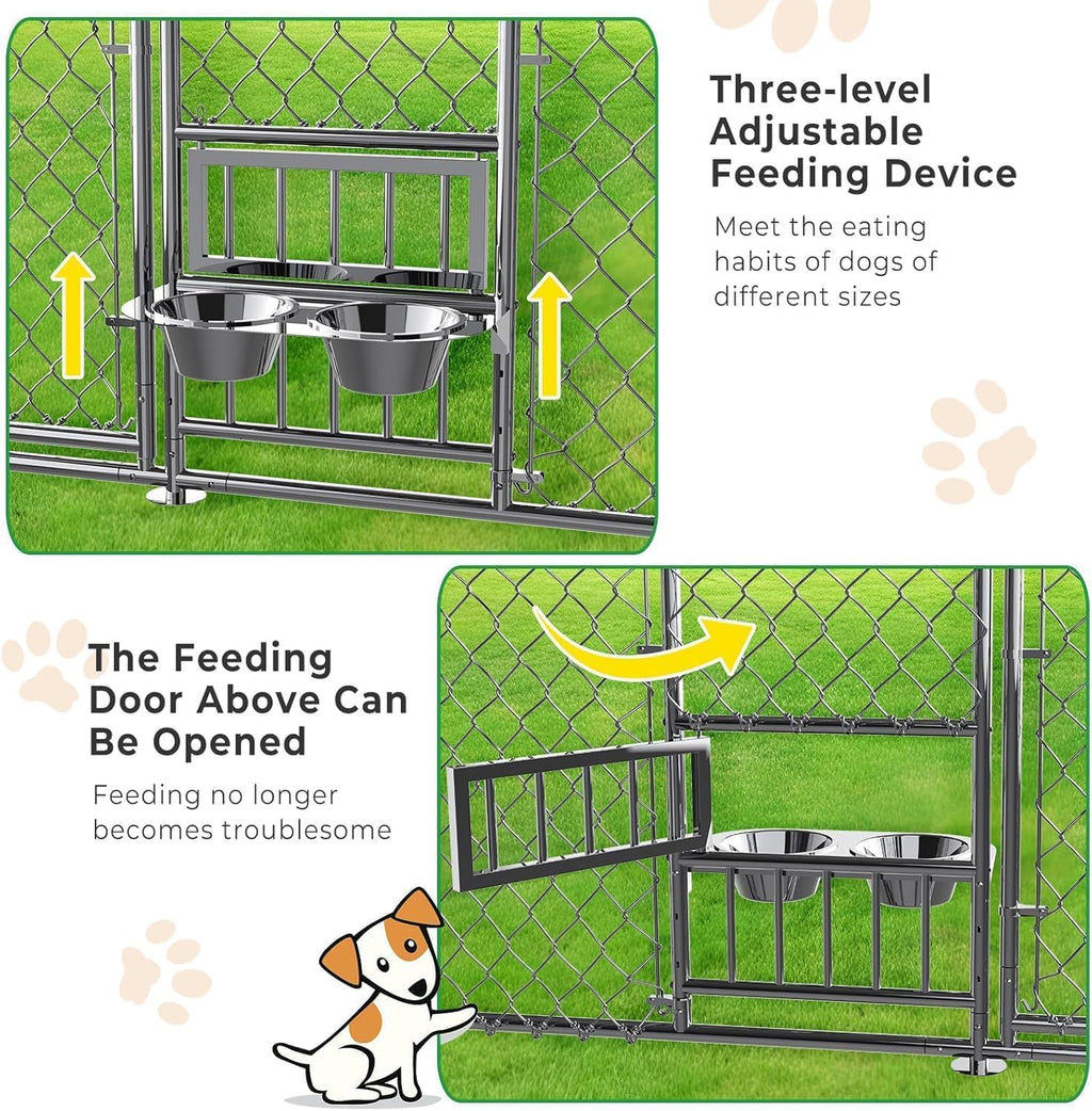 10x15FT Galvanized Outdoor Dog Kennel Q89686