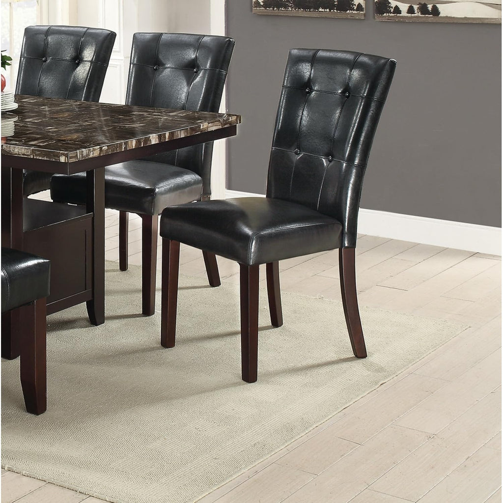 Black Faux Leather Tufted Parson Chairs Set of 2 P120