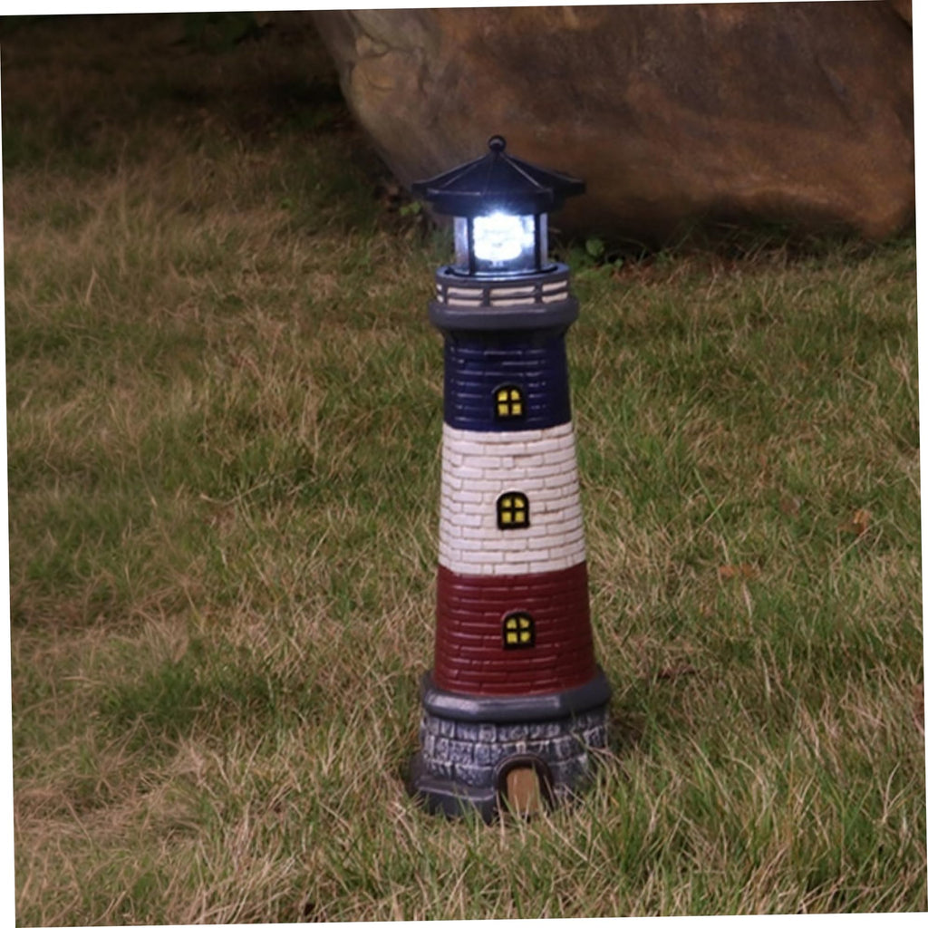15" Tall Waterproof Resin Lighthouse Lamp with Rotating LED P504