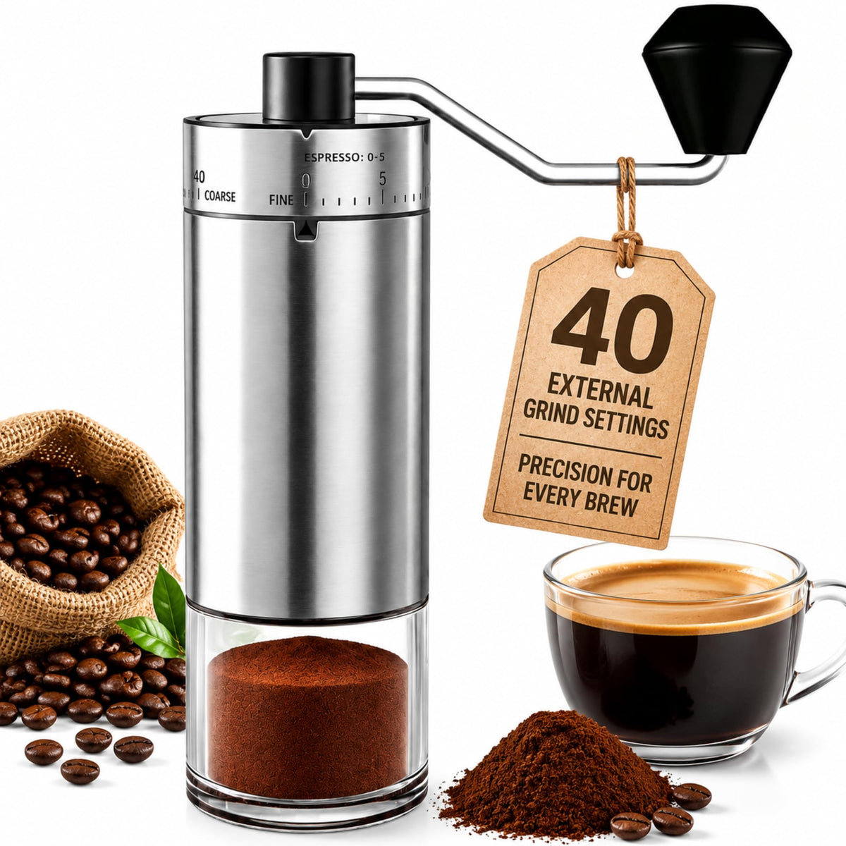 Manual Coffee Grinder with Adjustable Settings K455