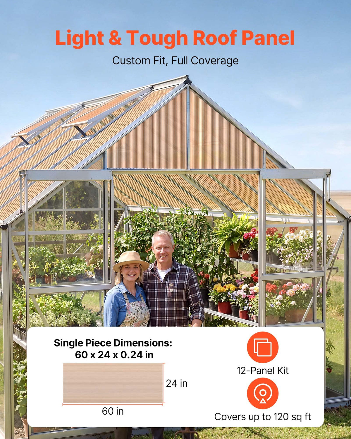12Pcs Polycarbonate Roofing Panels Double Layer R5763