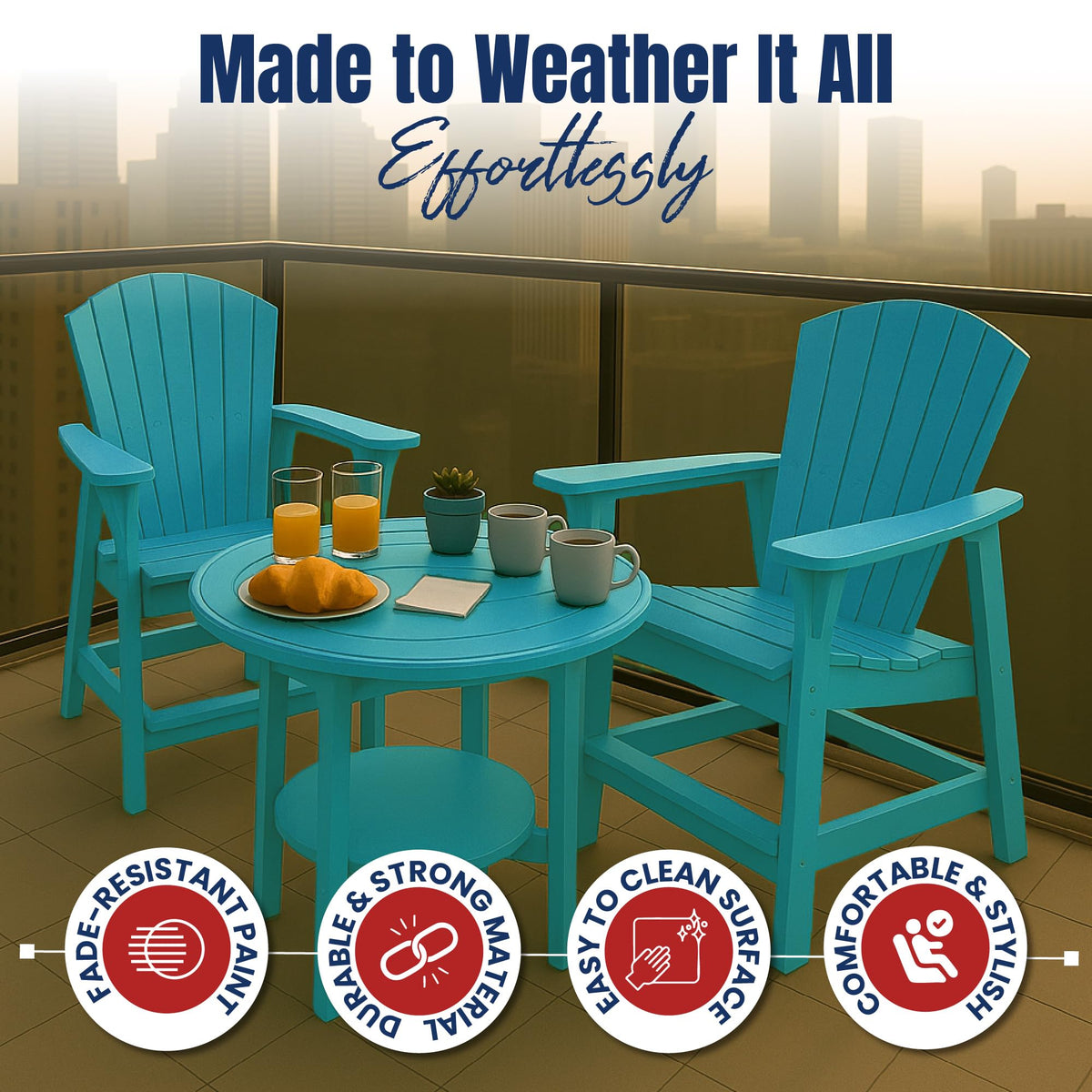 Teal HDPE Adirondack Chair J85082
