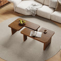 Brown Wooden L-Shape Coffee Table Set of 2 G437395