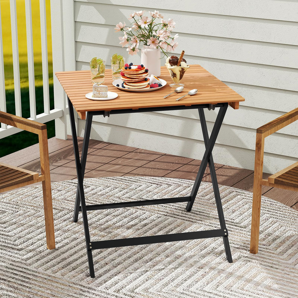 28-Inch Acacia Wood Square Foldable Patio Dining Table Q61805