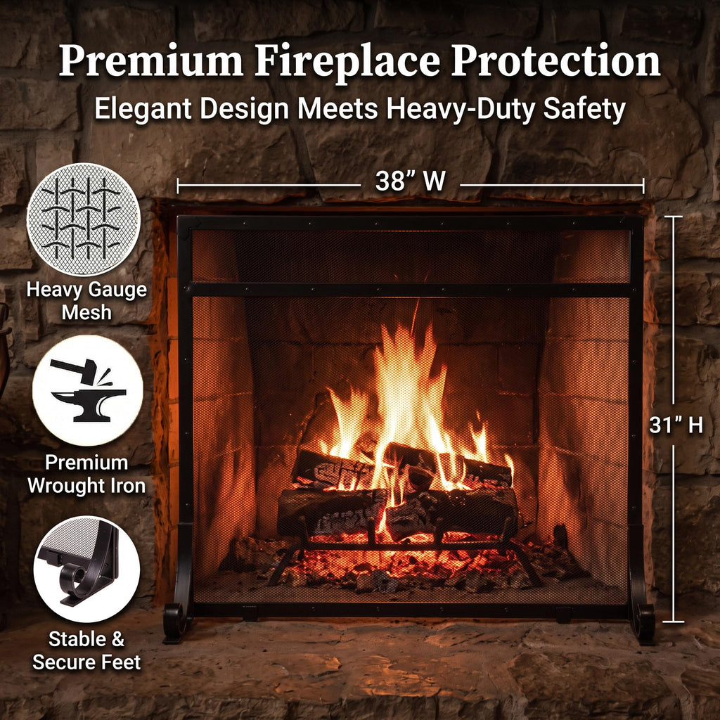 Black Metal Fireplace Screen K785567