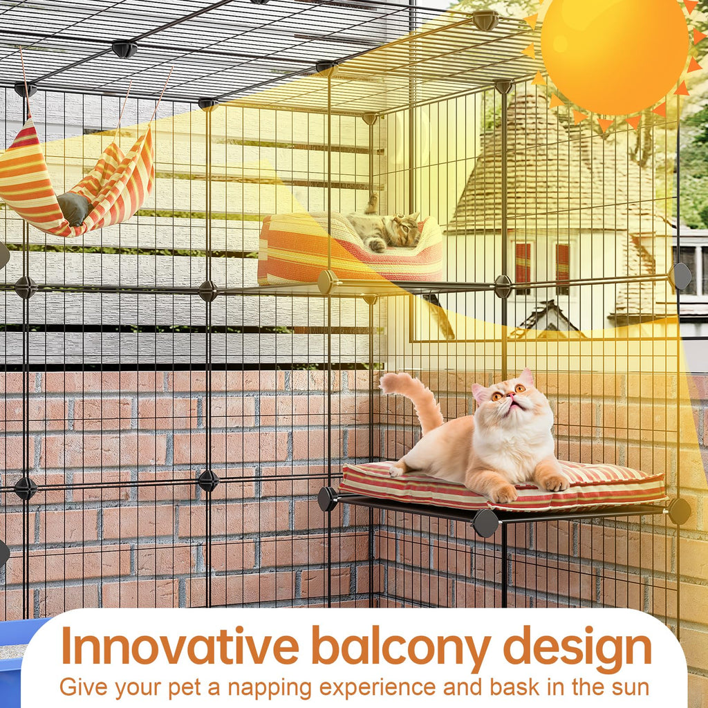 3-Tier Detachable Metal Wire Cat Cage Playpen W3928