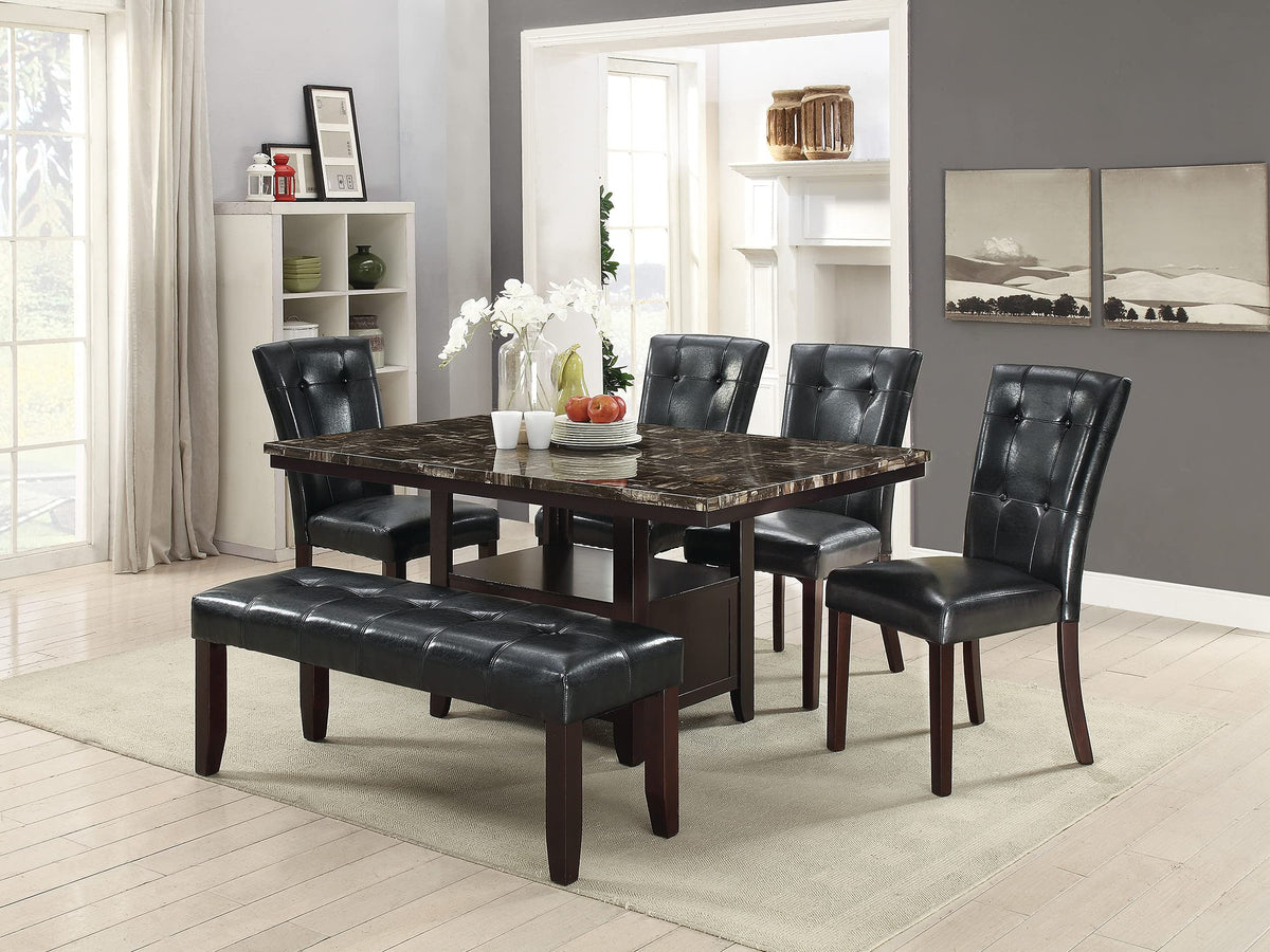 Black Faux Leather Tufted Parson Chairs Set of 2 P120