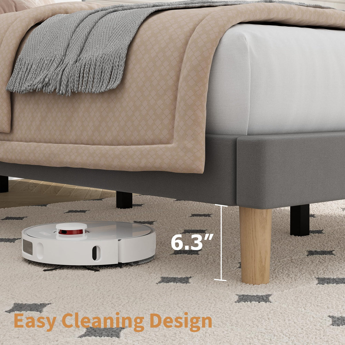 Twin Velvet Upholstered Platform Bed with Adjustable Headboard Y61057