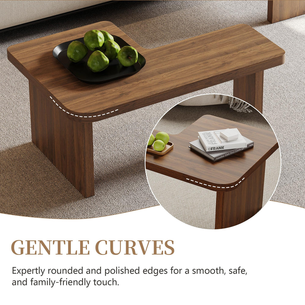 Brown Wooden L-Shape Coffee Table Set of 2 G437395