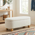 44.8" Beige Storage Ottoman Bench with Hinge T124