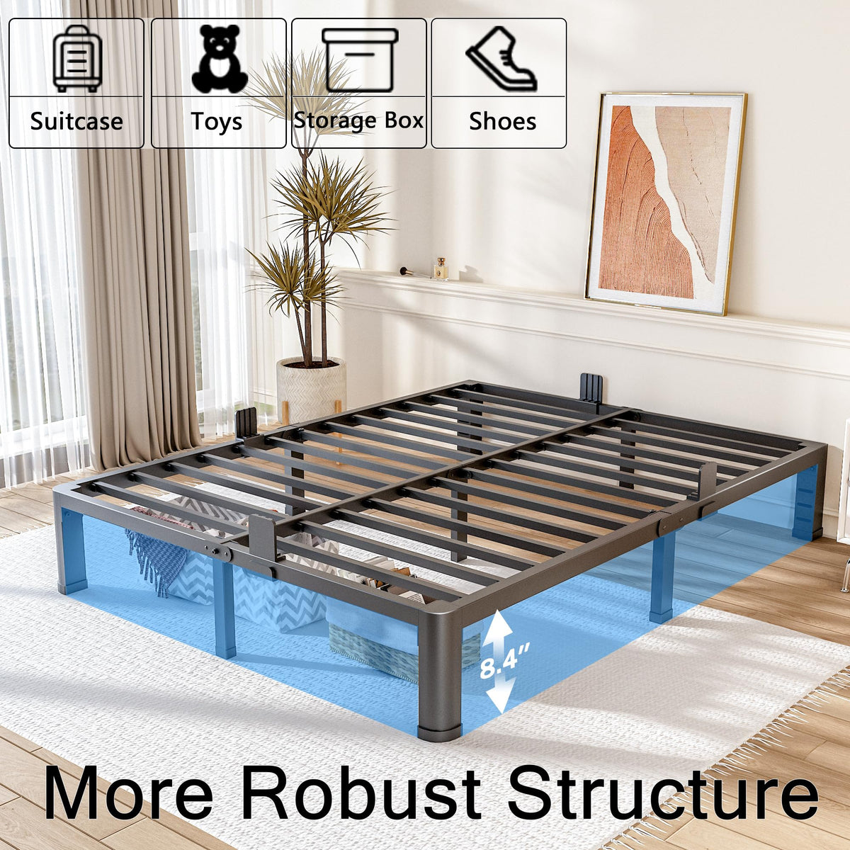 10 Inch Queen Metal Bed Frame with Headboard M10641